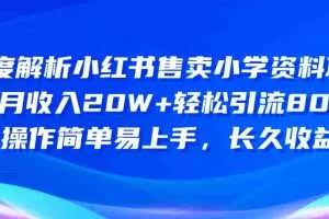 （10910期）深度解析小红书售卖小学资料项目 8个月收入20W+轻松引流8000+操作简单…