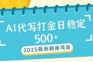 （14112期）2025最新AI打金代写日稳定500+：2025最新翻身项目