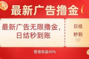 （15519期）最新广告无限撸金，日结秒到，管道40%