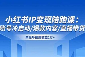 （16550期）小红书IP变现陪跑课：账号冷启动/爆款内容/直播带货，单账号最高收益2万+