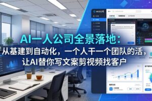 （17939期）AI一人公司全景落地：从基建到自动化，一个人干一个团队的活，让AI替你写文案剪视频找客户